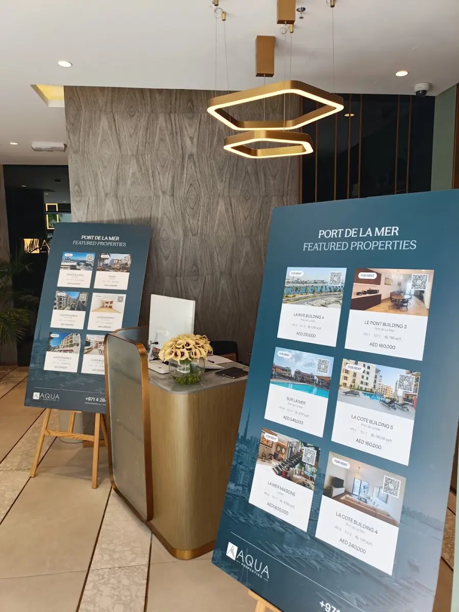Reception desk inside the Port de La Mer office